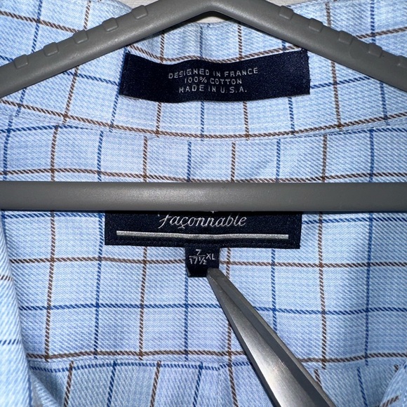 3 Façonnable Button down men’s shirts. 2XL Tall Blue Plaid - Picture 6 of 6